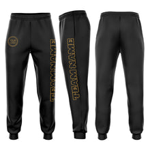 Load image into Gallery viewer, Custom Black Black-Old Gold Fleece Jogger Sweatpants
