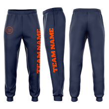 Load image into Gallery viewer, Custom Navy Orange Fleece Jogger Sweatpants