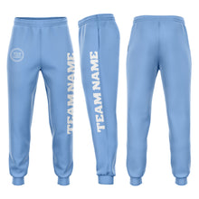 Load image into Gallery viewer, Custom Light Blue White Fleece Jogger Sweatpants