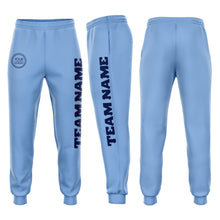 Load image into Gallery viewer, Custom Light Blue Navy Fleece Jogger Sweatpants