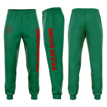 Load image into Gallery viewer, Custom Kelly Green Red Fleece Jogger Sweatpants