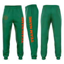 Load image into Gallery viewer, Custom Kelly Green Orange Fleece Jogger Sweatpants