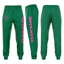 Load image into Gallery viewer, Custom Kelly Green Pink Fleece Jogger Sweatpants