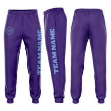 Load image into Gallery viewer, Custom Purple Light Blue Fleece Jogger Sweatpants