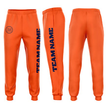 Load image into Gallery viewer, Custom Orange Navy Fleece Jogger Sweatpants