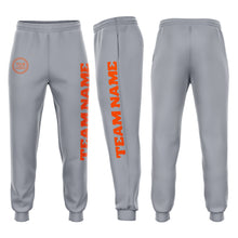 Load image into Gallery viewer, Custom Gray Orange Fleece Jogger Sweatpants