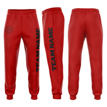 Load image into Gallery viewer, Custom Red Black Fleece Jogger Sweatpants