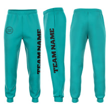 Load image into Gallery viewer, Custom Aqua Black Fleece Jogger Sweatpants