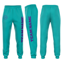 Load image into Gallery viewer, Custom Aqua Purple Fleece Jogger Sweatpants