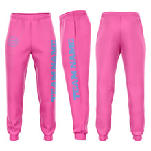 Load image into Gallery viewer, Custom Pink Light Blue Fleece Jogger Sweatpants