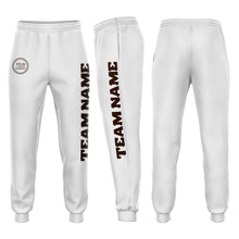 Load image into Gallery viewer, Custom White Brown Fleece Jogger Sweatpants