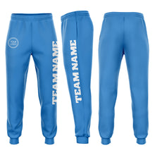 Load image into Gallery viewer, Custom Powder Blue White Fleece Jogger Sweatpants