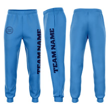 Load image into Gallery viewer, Custom Powder Blue Navy Fleece Jogger Sweatpants