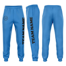 Load image into Gallery viewer, Custom Powder Blue Black Fleece Jogger Sweatpants