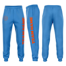 Load image into Gallery viewer, Custom Powder Blue Orange Fleece Jogger Sweatpants