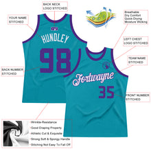 Load image into Gallery viewer, Custom Teal Purple-White Authentic Throwback Basketball Jersey