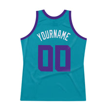 Load image into Gallery viewer, Custom Teal Purple-White Authentic Throwback Basketball Jersey