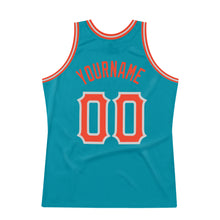 Load image into Gallery viewer, Custom Teal Orange-Gray Authentic Throwback Basketball Jersey