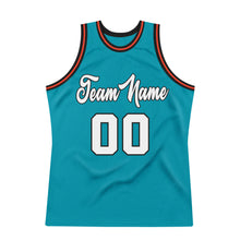Load image into Gallery viewer, Custom Teal White-Orange Authentic Throwback Basketball Jersey