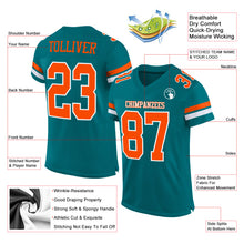 Load image into Gallery viewer, Custom Teal Orange-White Mesh Authentic Football Jersey