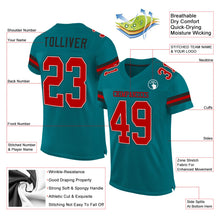 Load image into Gallery viewer, Custom Teal Red-Black Mesh Authentic Football Jersey