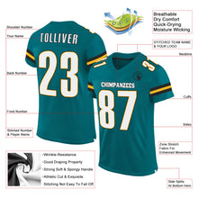 Load image into Gallery viewer, Custom Teal White-Gold Mesh Authentic Football Jersey