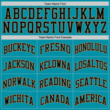 Load image into Gallery viewer, Custom Teal Black-Old Gold Authentic Throwback Basketball Jersey