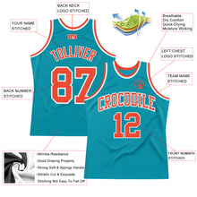 Load image into Gallery viewer, Custom Teal Orange-White Authentic Throwback Basketball Jersey