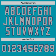 Load image into Gallery viewer, Custom Teal Gray-Navy Authentic Throwback Basketball Jersey