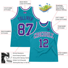 Load image into Gallery viewer, Custom Teal Purple-White Authentic Throwback Basketball Jersey