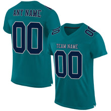 Load image into Gallery viewer, Custom Teal Navy-Gray Mesh Authentic Football Jersey