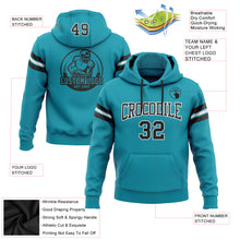 Load image into Gallery viewer, Custom Stitched Teal Black-White Football Pullover Sweatshirt Hoodie