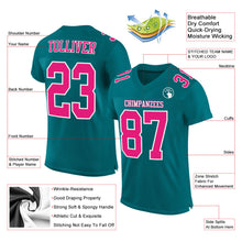 Load image into Gallery viewer, Custom Teal Hot Pink-White Mesh Authentic Football Jersey