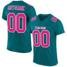 Load image into Gallery viewer, Custom Teal Hot Pink-White Mesh Authentic Football Jersey
