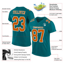 Load image into Gallery viewer, Custom Teal Texas Orange-White Mesh Authentic Football Jersey