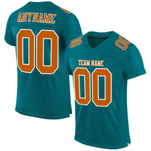 Load image into Gallery viewer, Custom Teal Texas Orange-White Mesh Authentic Football Jersey