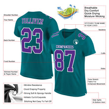 Load image into Gallery viewer, Custom Teal Purple-White Mesh Authentic Football Jersey