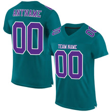 Load image into Gallery viewer, Custom Teal Purple-White Mesh Authentic Football Jersey