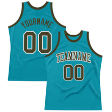 Load image into Gallery viewer, Custom Teal Olive-White Authentic Throwback Basketball Jersey