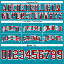 Load image into Gallery viewer, Custom Teal Red-White Authentic Throwback Basketball Shorts