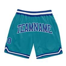 Load image into Gallery viewer, Custom Teal Royal-White Authentic Throwback Basketball Shorts