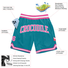 Load image into Gallery viewer, Custom Teal Pink-White Authentic Throwback Basketball Shorts