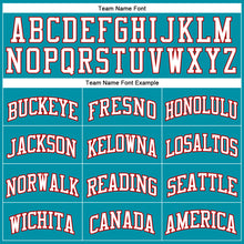 Load image into Gallery viewer, Custom Teal White-Red Authentic Throwback Basketball Jersey