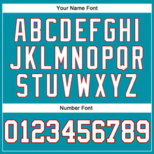 Load image into Gallery viewer, Custom Teal White-Red Authentic Throwback Basketball Jersey