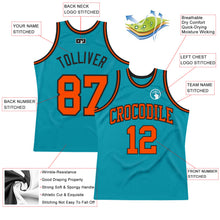 Load image into Gallery viewer, Custom Teal Orange-Black Authentic Throwback Basketball Jersey