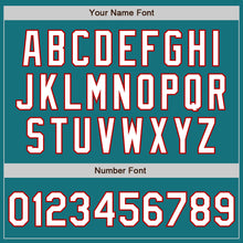 Load image into Gallery viewer, Custom Teal White-Red Authentic Baseball Jersey