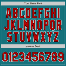 Load image into Gallery viewer, Custom Teal Red-Black Authentic Baseball Jersey