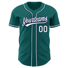 Load image into Gallery viewer, Custom Teal White-Navy Authentic Baseball Jersey