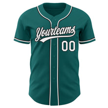 Load image into Gallery viewer, Custom Teal White-Black Authentic Baseball Jersey