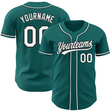 Load image into Gallery viewer, Custom Teal White-Black Authentic Baseball Jersey